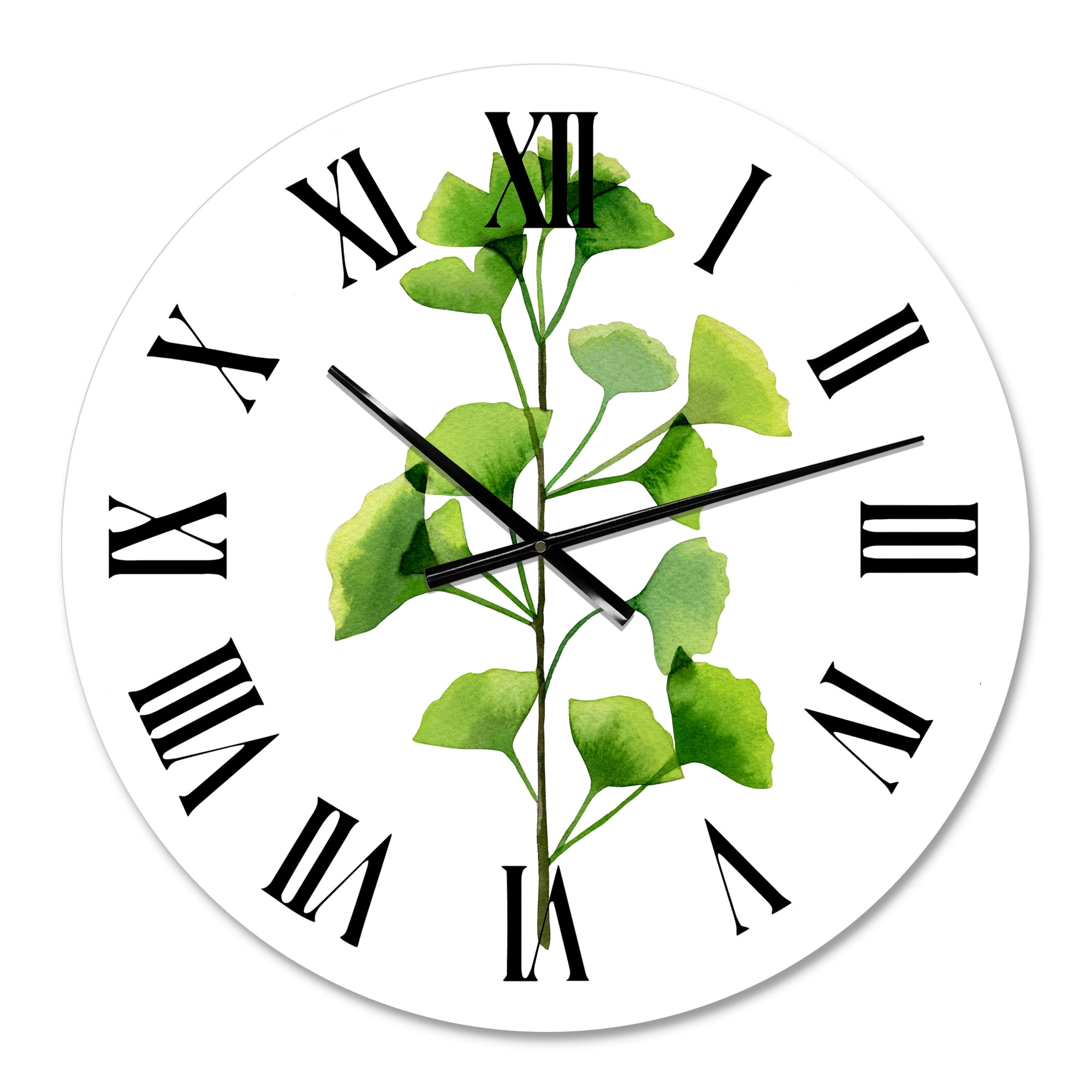 Designart 'Green Field Plant Foliage' Farmhouse Wall Clock