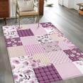 thumbnail image 2 of Area Rug for Living Room, Boho Purple Flowers Non-Slip Indoor Large Carpet for Bedroom/Dining Room, Spring Floral Botanical Patchwork Vintage Washable Low-Profile Floor Runner Rugs - 4 x 6 Ft, 2 of 8