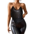 thumbnail image 3 of Laqbezok Women's Backless Sequin Halter Top, Handkerchief Hem Metallic Cami, Sexy Party Rave Night Out Outfit, 3 of 5