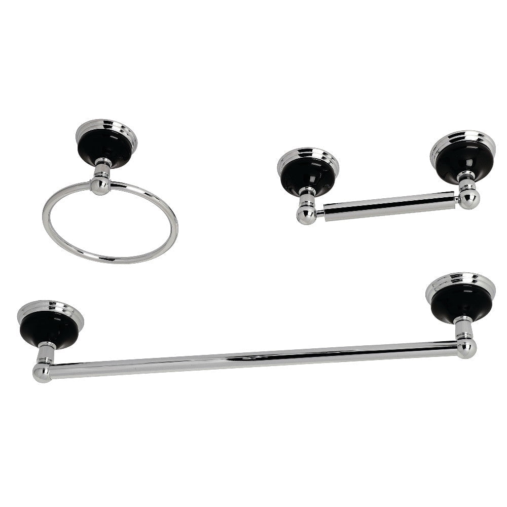 Kingston Brass BAK911248BB Water Onyx 3-Piece Bathroom Accessory Set, Brushed Brass