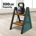 thumbnail image 3 of Aluminum Lightweight 2 Step Ladder with Anti-Slip Wide Pedal, 330lbs Capacity for Home, Kitchen, Office - Black Woodgrain, 3 of 7
