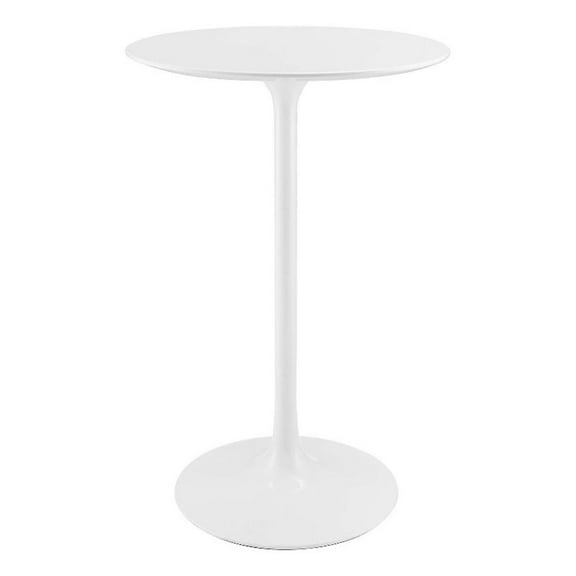 Pemberly Row 28" Round Modern Lacquered MDF Wood Bar Table in White