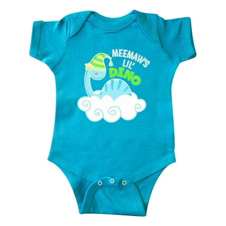 

Inktastic Meemaw s Lil Dino with Cute Blue Baby Dinosaur Gift Baby Boy or Baby Girl Bodysuit