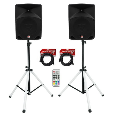 (2) Rockville RPG10 10  Powered Active 600 Watt DJ PA Speakers+LED Stands+Cables price history on PriceWatchPro