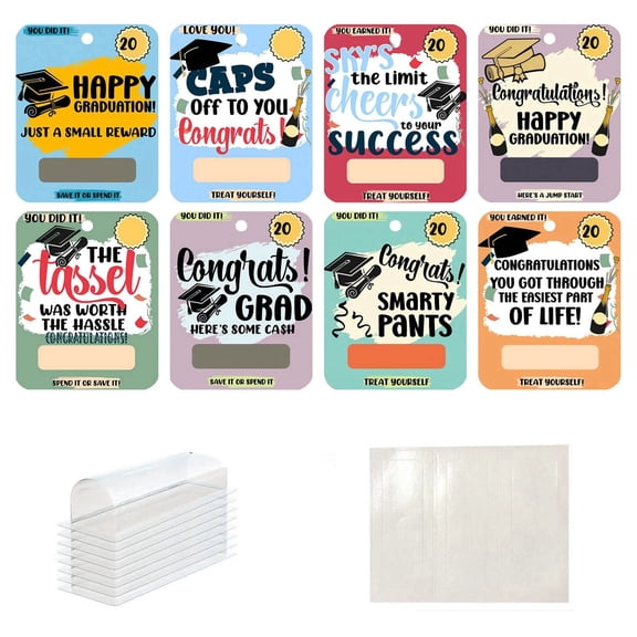8-Piece Graduation Money Holder Pendants, 2D Hanging Cash and Check Holders for Graduation Party E#340 D