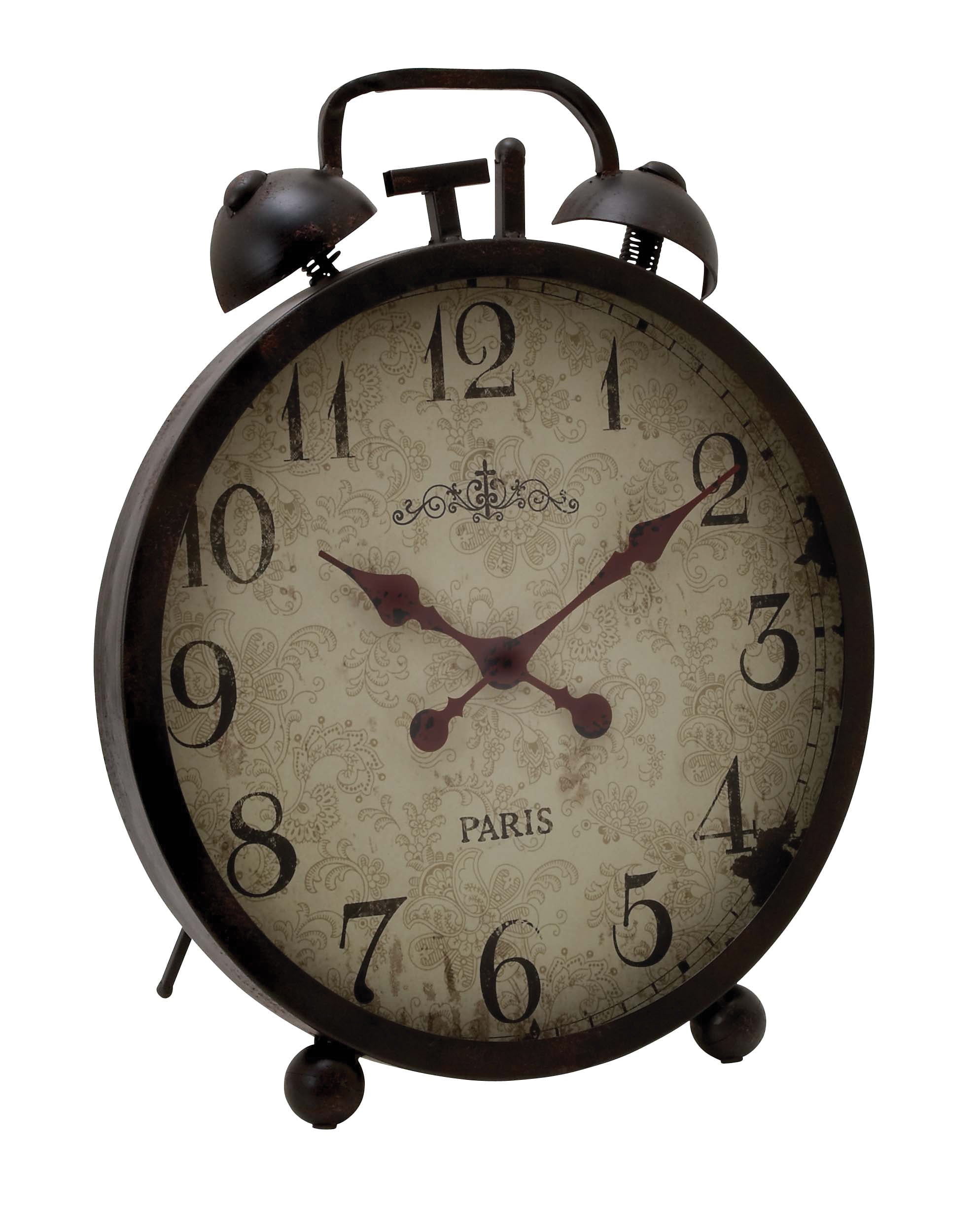 Metal Clock With Ornate Clock Hands