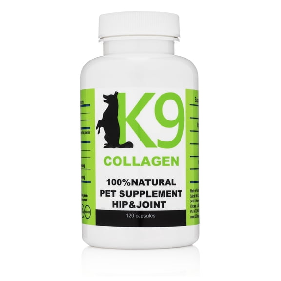 K9 Collagen Pure Collagen Dog Supplements for Healthy Joints, Hip & Joint Supplements - 120 Capsules