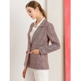thumbnail image 4 of Blazers para mujer Chaqueta tipo blazer a cuadros con solapa con muesca Boyfriend borgoña XS, 4 of 6