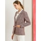 thumbnail image 4 of Blazers para mujer Chaqueta tipo blazer a cuadros con solapa con muesca Boyfriend borgoña XS, 4 of 6