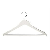 NAHANCO #8017W 17" White Gloss Flat Wooden Suit Hangers with Stationary Pant Bar (Pack of 100)