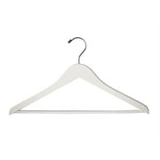 NAHANCO #8017W 17" White Gloss Flat Wooden Suit Hangers with Stationary Pant Bar (Pack of 100)