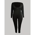 thumbnail image 2 of Size Basic Jumpsuit  Women‘s Plus Plain Long Sleeve Round Neck Skinny Catsuit, 2 of 4