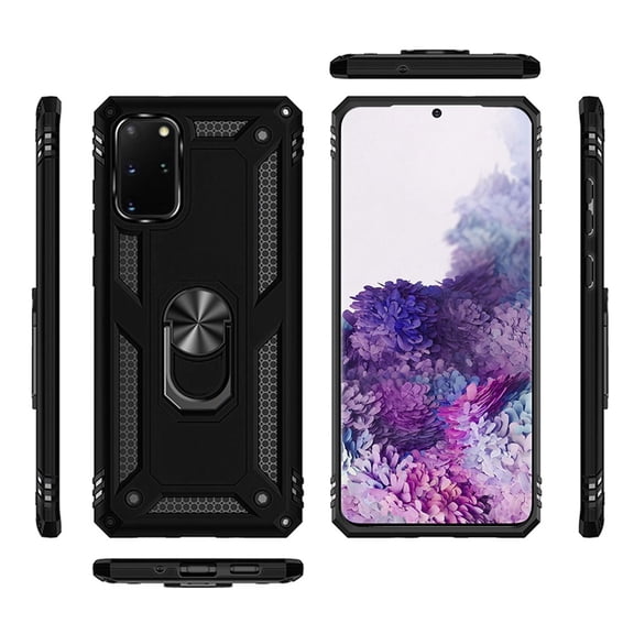 For Samsung Galaxy S20  Plus (6.7") Rugged Dual Layers 2in1 Hard PC   TPU Shockproof Hybrid with Ring Kickstand Cover ,Xpm Phone Case [ Black ]