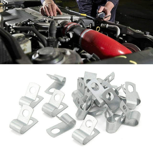 Brake Clip Set, 20 Pcs Brake Fuel Line Clip Metal Fuel Hose Wrap Clamp Set Tightly Fixed Universal Fit for Most Vehicles