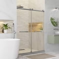 thumbnail image 5 of Fine Fixtures Frameless Shower Glass Door - Clear Double Sliding Shower Door with Tempered Glass - Shower Glass Panel Bathroom Door, Hardware Complete Kit 60" W x 80" D in Polished Chrome Finish, 5 of 11