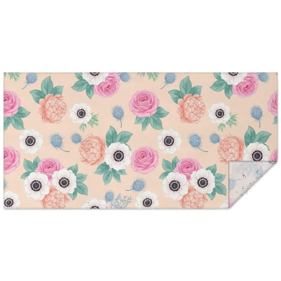 Pioneer Flower Floral Print Pattern Rectangle Tablecloth 60"x120", Waterproof Polyester Table Cloth, Wipeable Spillproof for Dining Camping Indoor Outdoor