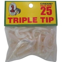 Creme 1.5" Triple Tip Grub Lures, Pearl, 25 Pack