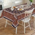thumbnail image 6 of Rectangle Tablecloth Waterproof & Stainproof Tablecloths, Red Brown Pattern Oriental Washable Polyester Table Cloth Wrinkle-Free Fabric Table Cover for Dining/Party/Wedding, 6 of 6