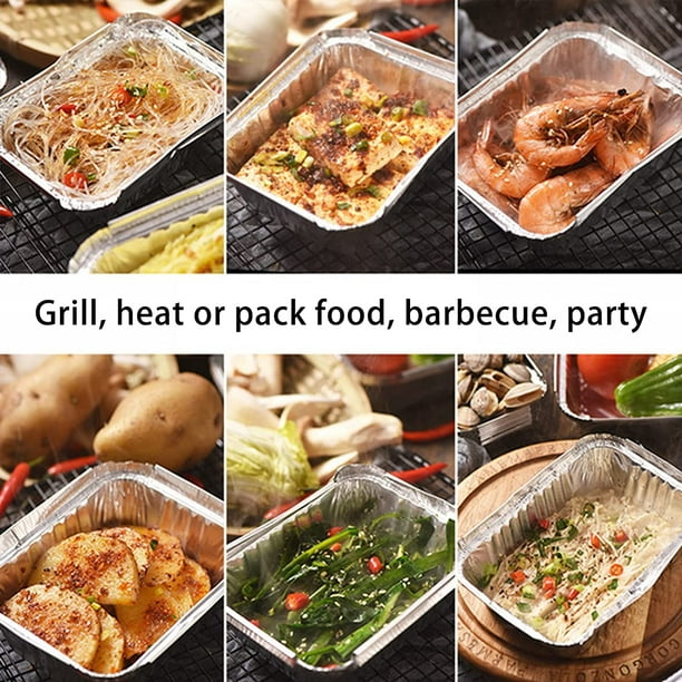 Bandejas de papel de aluminio Paquete de 20 Contenedores de papel de aluminio con tapas 650ML Bandejas de papel de aluminio desechables medianas para hornear Barbacoa Asar Cocinar para llevar Congelador Contenedores de alimentos de papel de aluminio, (20x16x5.5cm) LingWen 1327533324144