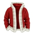 thumbnail image 5 of Men's New Fleece-Lined Hooded Cardigan Hoodie - Red XXXL, 5 of 6
