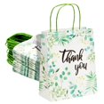 thumbnail image 1 of Sparkle and Bash Paquete de 50 bolsas de regalo de papel floral con asas, bolsa de agradecimiento blanca para regalos de fiesta de baby shower, boutique de pequeñas empresas, 10 x 8 x 4 pulgadas, 1 of 1