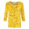 thumbnail image 4 of Teissuly Women's Fashion Printed T-shirt Mid-length 3/4 Sleeves Blouse Round Neck Casual Tops, 4 of 5