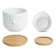 thumbnail image 3 of K-Cliffs Owl Succulent Planter, White  Planter Pots with Drainage Hole and Bamboo Saucer, Set of 2, 3 of 5