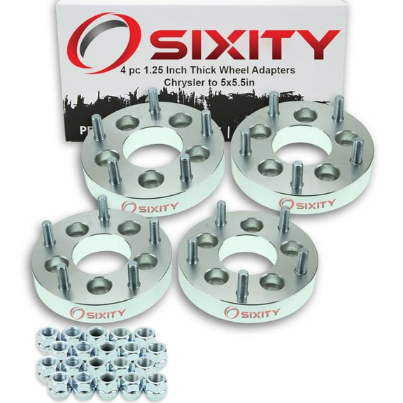 Sixity Auto 4 pc 5x4.5" to 5x5.5" Wheel Spacers Adapters 1.25" compatible with Chrysler 200 300M