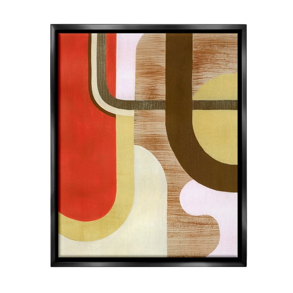 Stupell Industries Rustic Curved Shapes Abstract Painting Black Floater Framed Canvas Art Print Wall Art, 17 x 21