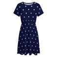 thumbnail image 4 of White Free Polka Dots on Navy Blue Background Women's Dress Short Sleeve Summer Sundress Summer Women Clothes, 4 of 7