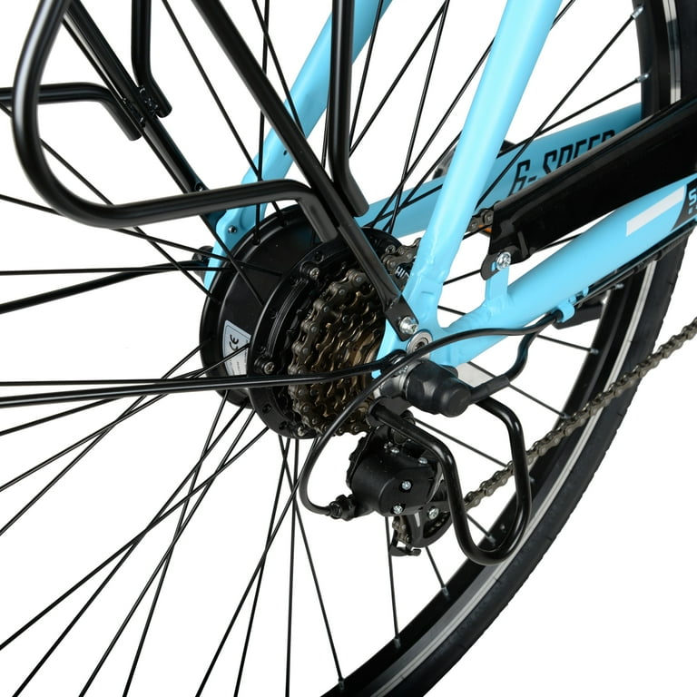 Hyper Bicycles E Ride 700C 36V Electric Commuter E Bike for Adults Pedal Assist 250W Motor Blue