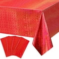 thumbnail image 1 of LAICAIW 4 Pack Iridescence Red Plastic Tablecloths Shiny Disposable Laser Rectangle Table Covers Holographic Foil Tablecloth Iridescent Party Decoration Birthday Bridal Wedding Christmas 54" x 108"(, 1 of 7