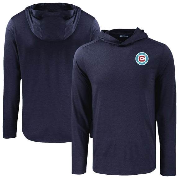 Men's Cutter & Buck Navy Chicago Fire Coastline Epic Comfort Eco Recycled Long Sleeve Hoodie T-Shirt