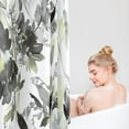 thumbnail image 3 of Small Stall Shower Curtain 36 x 72 Inch, Half Narrow Watercolor Floral Fabric Shower Curtain, Grey Modern Abstract Flower Bathroom Shower Curtain Set with Hooks, 3 of 6