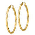 thumbnail image 3 of 925 Sterling Silver Gold Plated Womens 4mm x 40mm Satin Twist Oval Hoop Earrings, 3 of 4