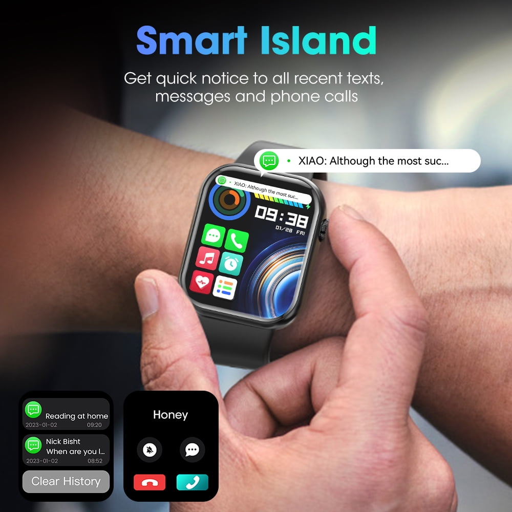Mingdaln 2025 New  Men Women's Smartwatch 1.72-inch with Wireless Calling/Message Alerts/120+ Sport Modes, IP68 Water Resistant, fits for Android and iPhone Devices(Alloy Black)
