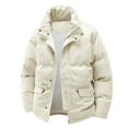 thumbnail image 4 of Corduroy Quilted Jacket Stand Collar Winter Warm Coat For Outdoor Windproof Cold Weather, 4 of 5