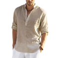thumbnail image 1 of Blusa informal de algodón y lino para hombre, blusa holgada de manga larga, camisas elegantes para primavera y otoño, 2022, 1 of 5