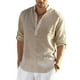 thumbnail image 1 of Blusa informal de algodón y lino para hombre, blusa holgada de manga larga, camisas elegantes para primavera y otoño, 2022, 1 of 5