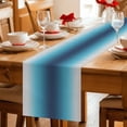 thumbnail image 5 of Blue Teal Grey Ombre Table Runner 72 Inches, Farmhouse Gradient Minimalist Bed Runner Dresser Scarves Tabletop for Indoor Outdoor Parties/Ceremony/Banquet, 18" x 72", 5 of 8
