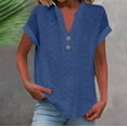 thumbnail image 5 of cocolona Womens Summer Button V Neck Shirts Trendy Casual Short Sleeve Tops Lightweight Comfy Blouse S-2XL, 5 of 5