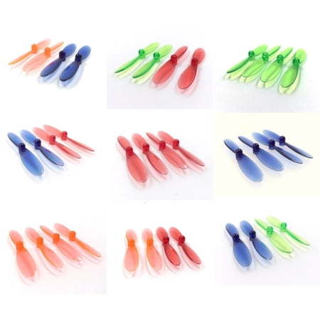 HobbyFlip 9 Sets of 4 Various Colored 55mm Propellers Compatible with Cheerson CX-30w