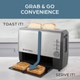 thumbnail image 4 of West Bend 77222 Quick Serve Wide Slot Toaster Bagel and Gluten-Free Settings with Cool Touch Exterior Includes Removable Serving Tray, 2-Slice, Silver, 4 of 5