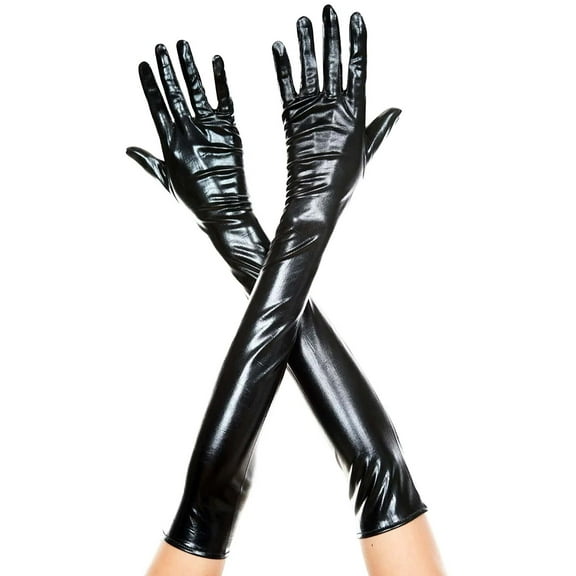 Music Legs Women's Extra long metallic gloves 457-BLACK