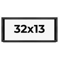 32x13 Frame Black Charcoal Grey Wood Textured Picture Frame | 0.75 Inch Moulding Width | Gunmetal