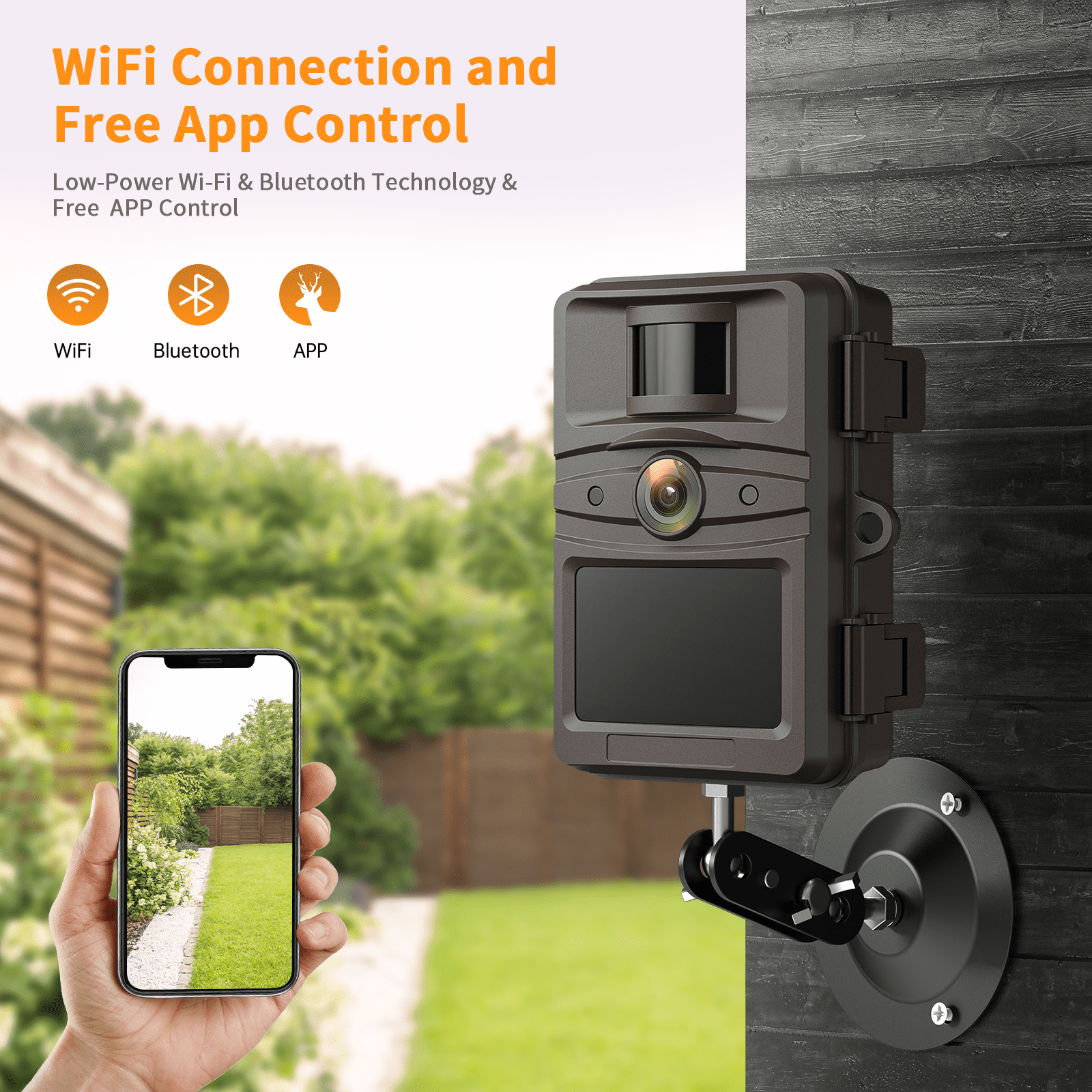 CAMPARK WiFi Trail Camera 4K 32MP Buletooth Deer Game Hunting Camera PIR Sensors with Low-glow Infrared Night Vision Motion Activated IP66 Waterproof 120° Wide Angle for Wildlife Monitoring