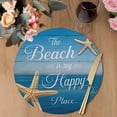 thumbnail image 3 of Coastal Starfish Round 13 Inch Placemats Set of 2, Nautical Marine Life Blue Wooden Grain HeatResistant Non Slip Place Mats for Dining Table, Wipeable Braided Kitchen Table Mats for Housewarming, 3 of 9