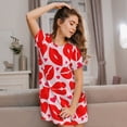 thumbnail image 3 of Fotbe Lips Kiss Bata de Dormir para Mujer con Estampado, Camisón de Algodón de Manga Corta, Ropa de Dormir Casual, 3 of 6