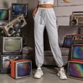 thumbnail image 4 of Pantalones Deportivos Casuales de Cintura Alta para Mujer, Pantalones Elásticos de Puntos. Gris M, 4 of 10