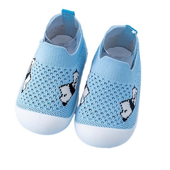 Toddler Shoes for Unisex Closed Toe Knit Mesh Cartoon Jacquard On Shoes Anti Soft Sole Toddler Sneaker for Baby First Walkers Summer Blue Size 5